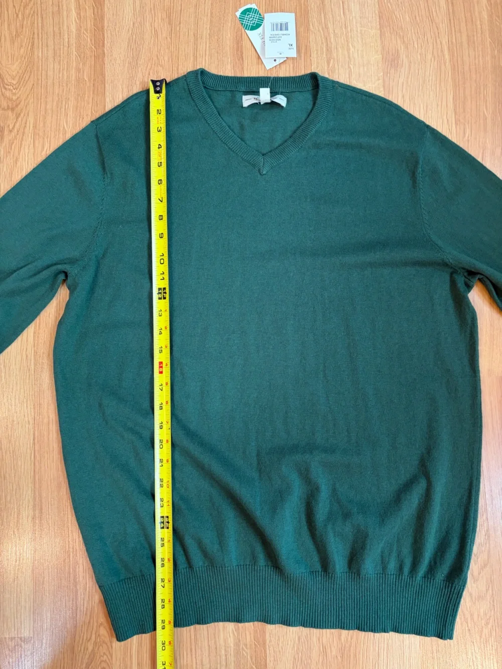 Hawker Rye Hunter Green V-Neck Cotton/ Cashmere Blend Sweater Size XL